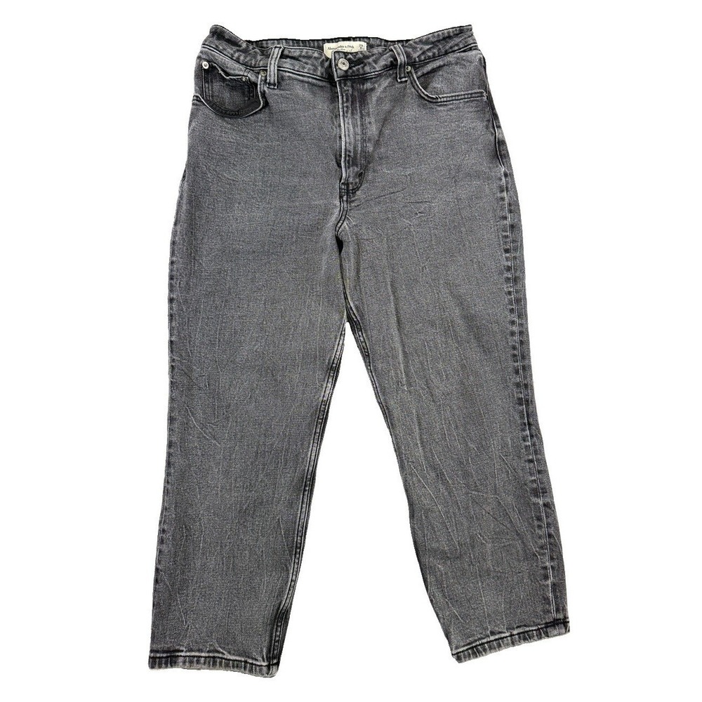 Abercrombie & Fitch Curve Love Mom High Rise Faded Black Jeans 29/8xs